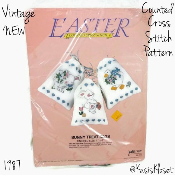 Vintage Judee & Co. Easter Bunny Treat Bag -Knitting -Needlepoint -Crafting - Picture 1 of 11